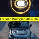 High Beam Headlight for Jeep Wrangler LED Headlight 20 18-2021 DRL Angel Eye Turn Signal Head Lamp Driving Lights