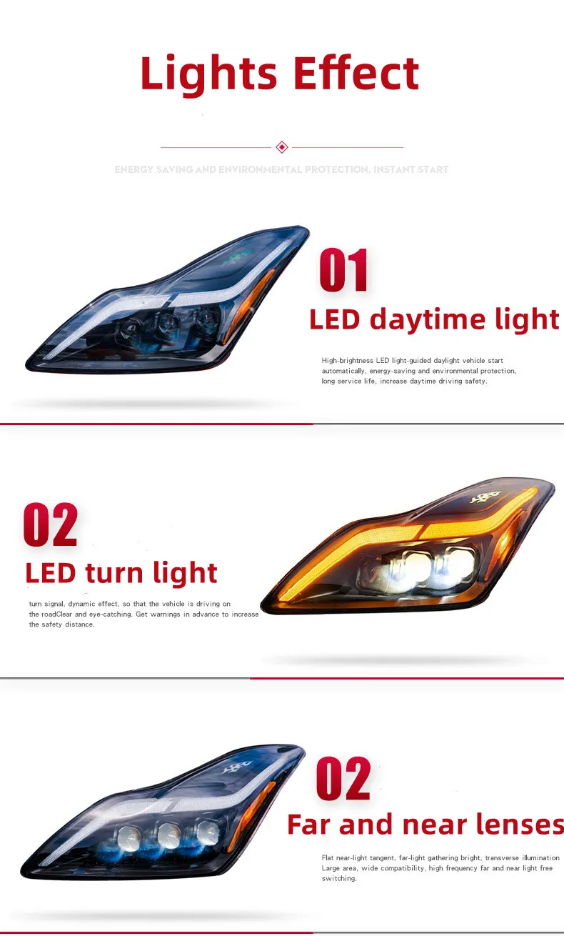 Headlight Assembly For Infiniti G28/G37 Coupe Upgrade Headlights LED Daytime Light DRL Flowing Signal Lamp