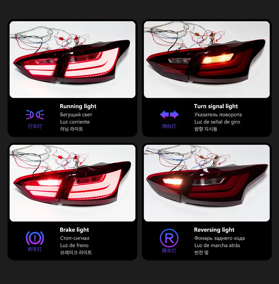Tail Lights For Ford Focus sedan LED Taillight 2012-2014 Turn Signal Fog Reverse Running Light Auto Rear Lamp