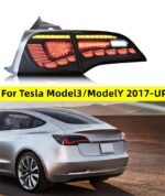 Full LED Taillight Upgrade For Tesla Model 3/Model Y 20 17-up Dragon Scale Streamer Turn Signal Light Running Reverse Auto