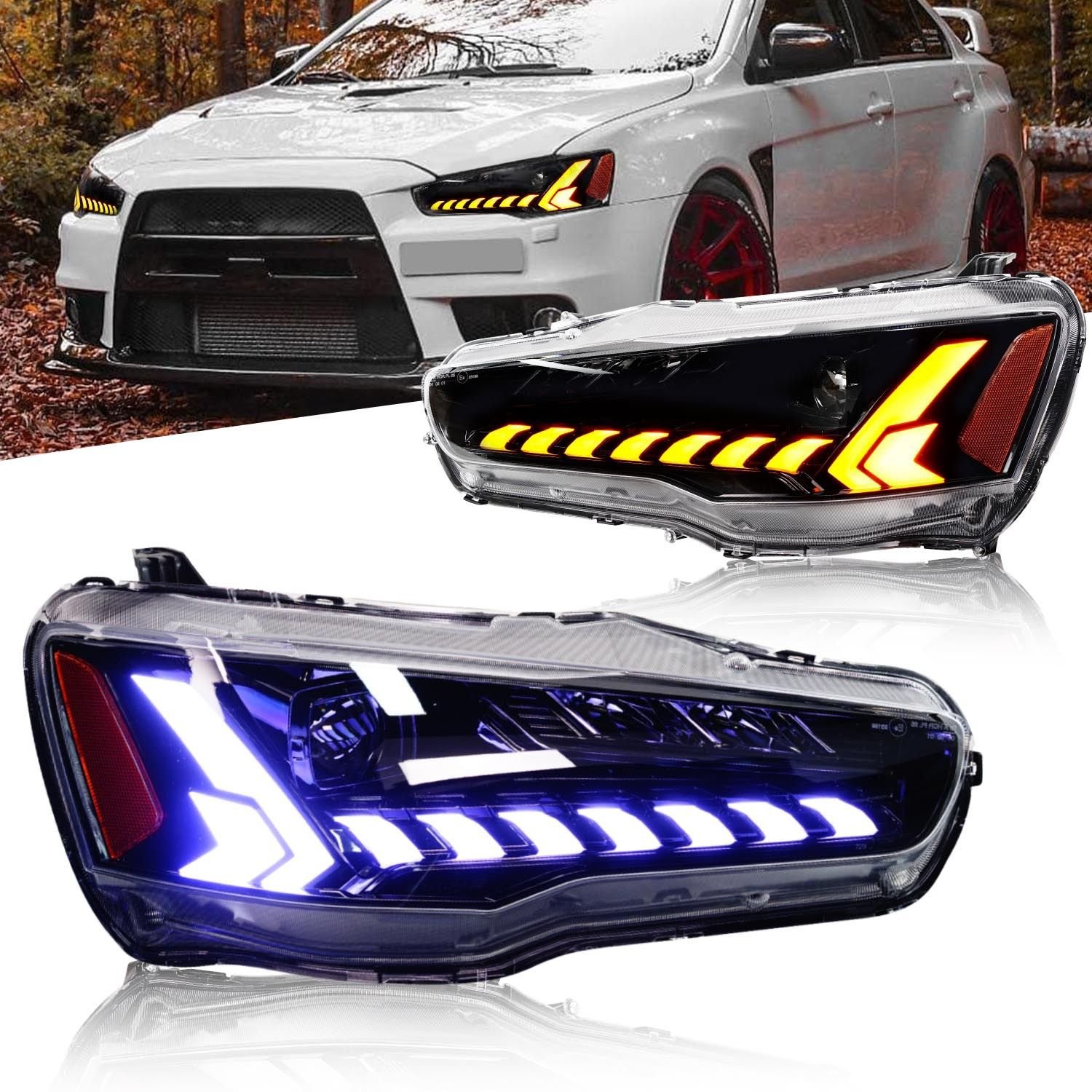 b03b35d7-493c-4ed8-886e-496c7029b4b3 Car Front Headlights For Mitsubishi Lancer EX EVO 20 08-20 18 Modified Xenon Dynamic Turn Signal Lens Head Lights - Image 1