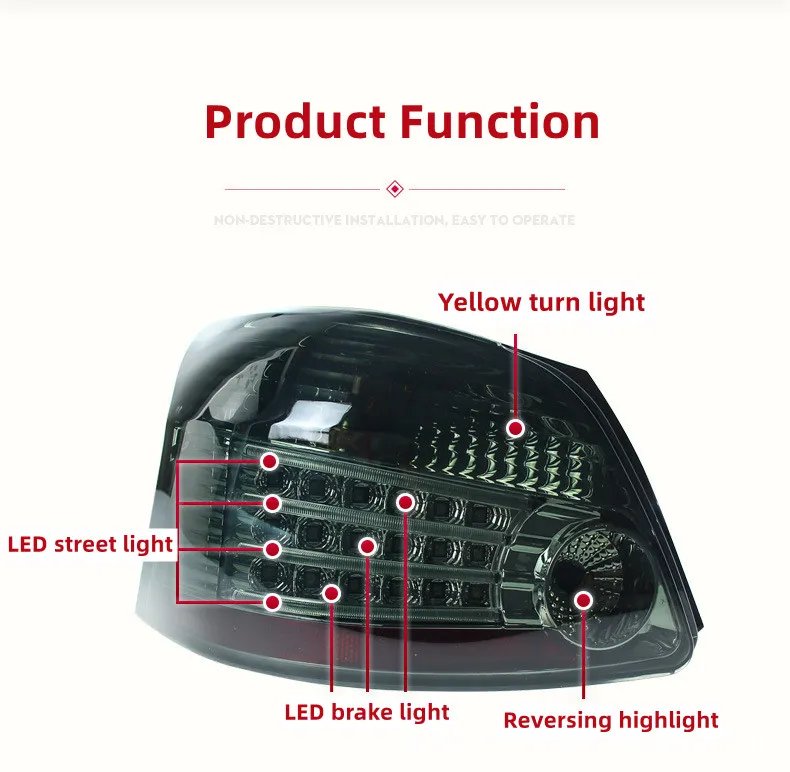Auto LED Taillight for Toyota VIOS 2008-2014 Rear Tail Lights LED Street Lights Brake Reversing Highlight Signal