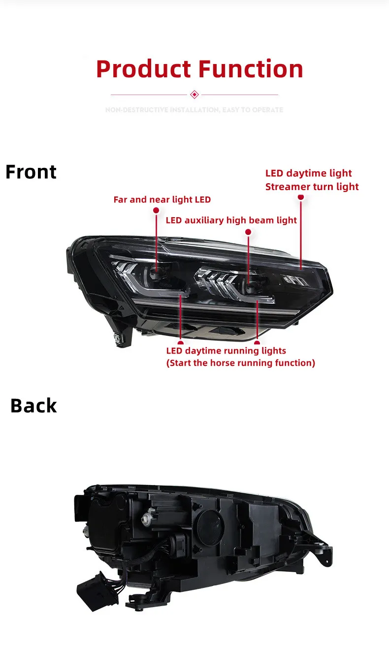 Headlight All LED For VW TAYRON 20 19-20 22 LED Front Headlight Projecto Headlight DRL Hid Head Lamp