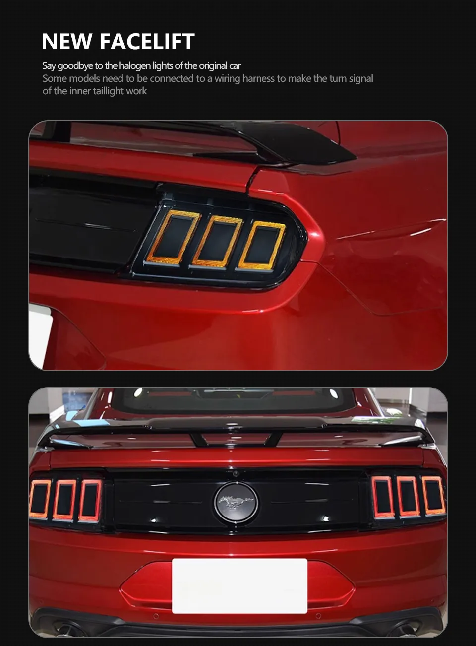 Car Styling Taillight for Ford Mustang Tail Lights 20 15-20 22 Rear Turn Signal Warning Brake Lamp Car Taillight Assembly