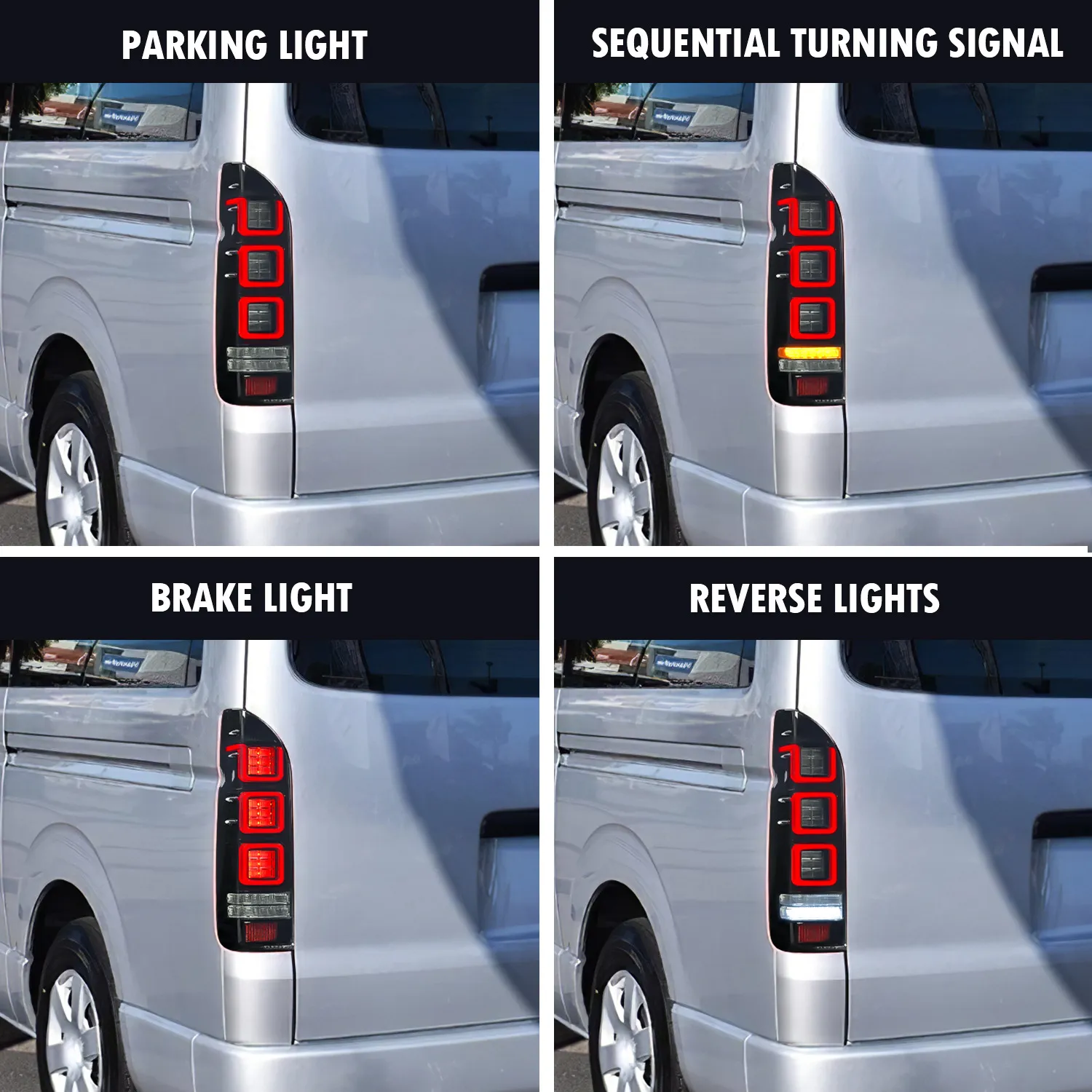 Car Taillight For TOYOTA HIACE 20 05-20 18 LED Dynamic Turn Signal Rear Lamp Fog Brake Reversing Taillights Assembly
