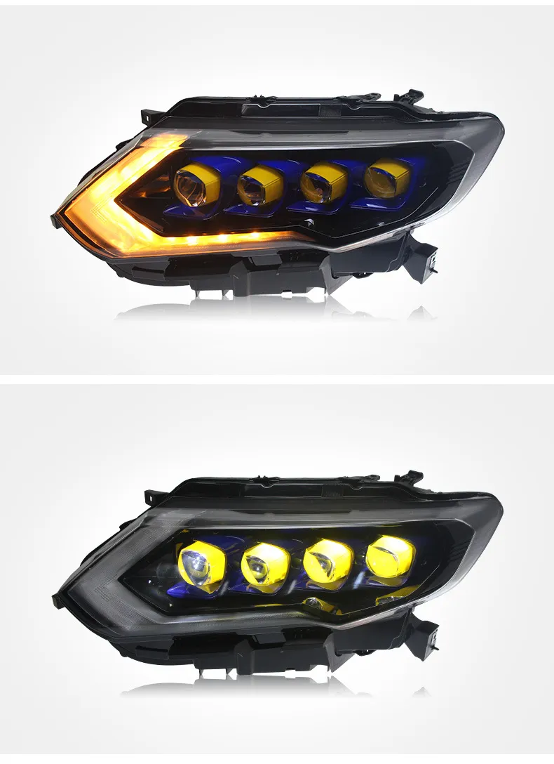 Full LED Crystal Headlights For Nissan X-TRAIL 20 17-20 19 DRL Daytime Light Dynamic Signal Head Lamp Accembly