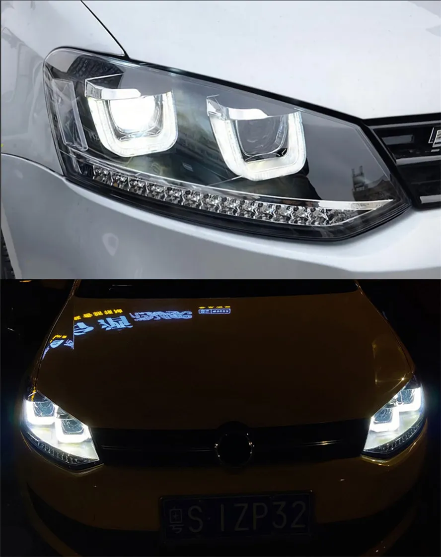 Car Head Lights Parts For VW Polo 20 11-20 18 LED Front Headlight Replacement DRL Daytime light Projector Facelift