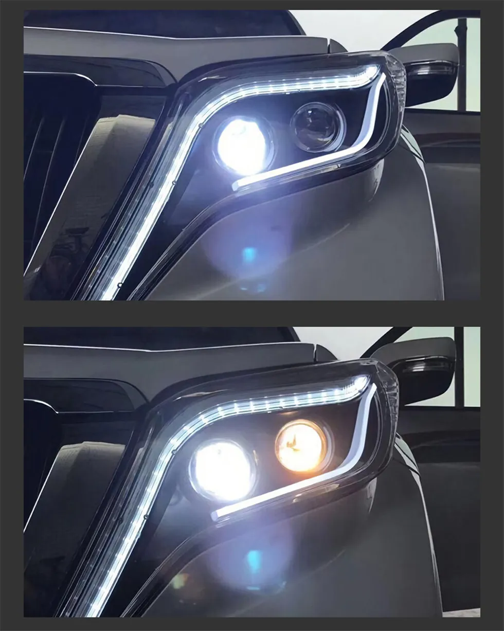 LED Headlight for Toyota Prado 2014-20 17 Angel Eye DRL Daytime Running Light Turn Signal Headlamp Assembly