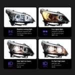 Auto Parts For BMW E60 2003-2010 5 Series 520i LED Auto Headlight Assembly Upgrade Angel Eyes Design Bicofal Lens - Image 3