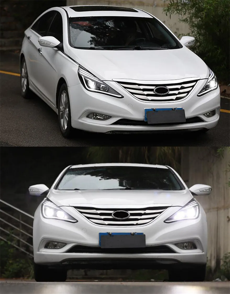 LED Head Light Parts For Sonata 8 Front Headlights Replacement 20 11-20 14 DRL Daytime light Bi-Xenon Light