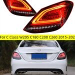 2 PCS Auto Tail Light Parts for Mercedes Benz C Class W205 C180 C200 C260 20 15-20 21 Taillights Rear Lamp LED DRL Signal Brake Reversing Parking FACELIFT