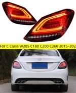 2 PCS Auto Tail Light Parts for Mercedes Benz C Class W205 C180 C200 C260 20 15-20 21 Taillights Rear Lamp LED DRL Signal Brake Reversing Parking FACELIFT