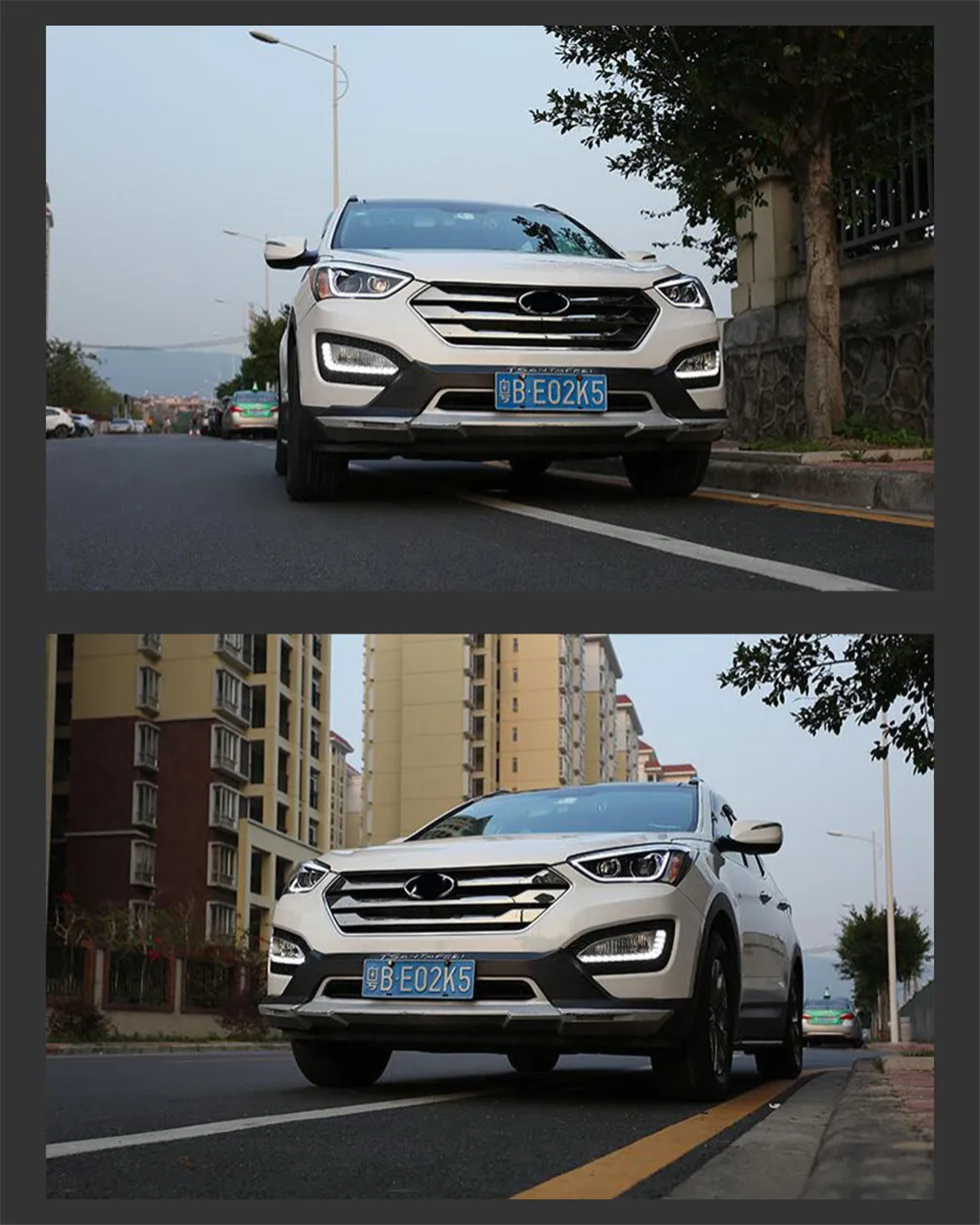 LED Head Lights For Hyundai Santafe ix45 2013-20 15 LED Dynamic Turn Signal Running Lights Front Headlights