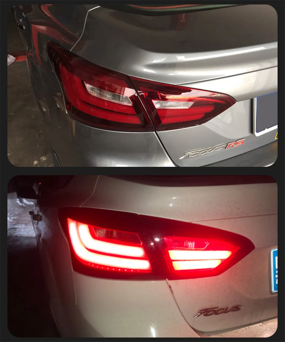 Tail Lights For Ford Focus sedan LED Taillight 2012-2014 Turn Signal Fog Reverse Running Light Auto Rear Lamp