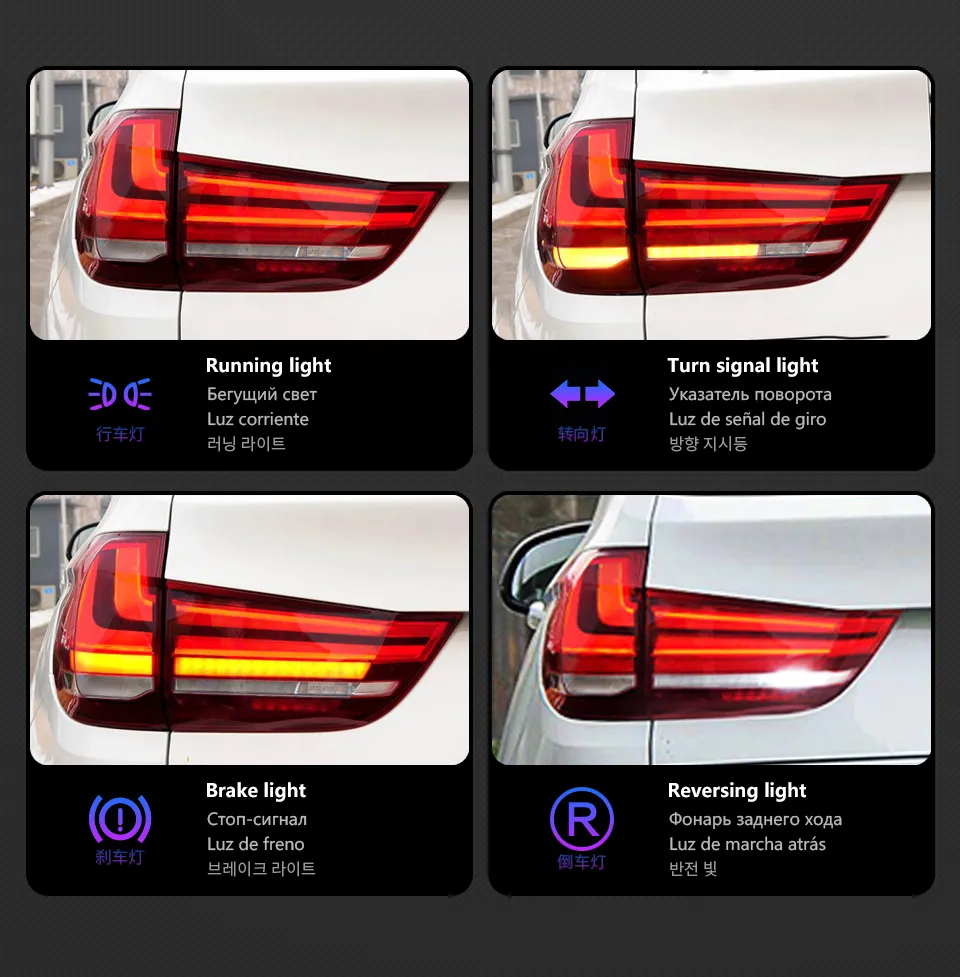 Auto Parts Light For BMW X5 E70 LED Taillights 2014-20 18 Rear Brake Turn Signal Reverse Light Taillight