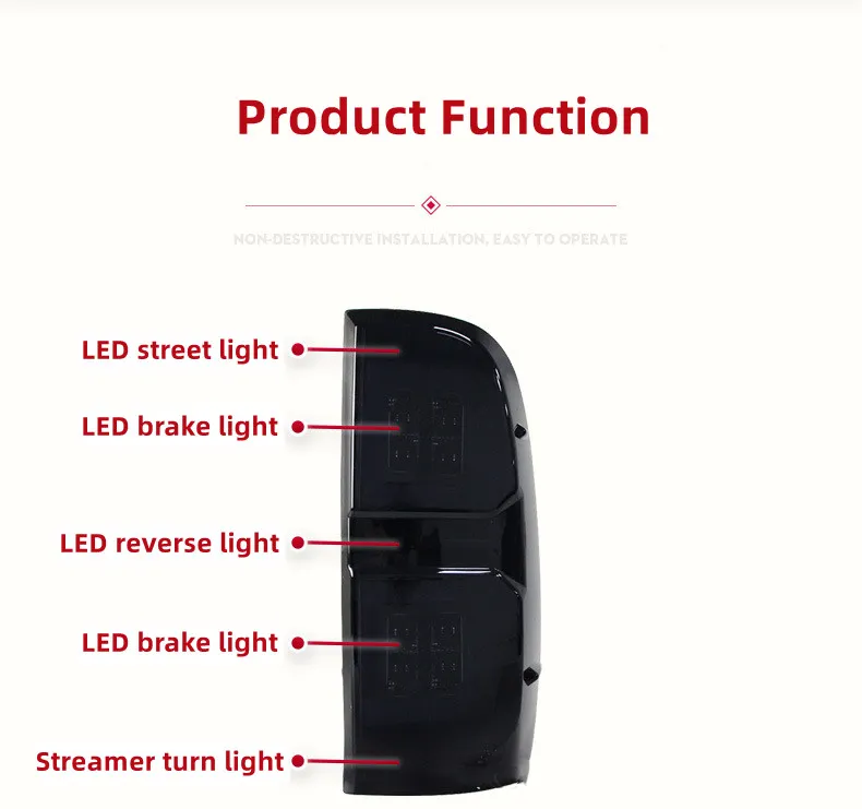 For Toyota HILUX REVO 2004-2012 Rear Parking Brake Turn Signal Reflector Taillight Streamer Reversing Highlight