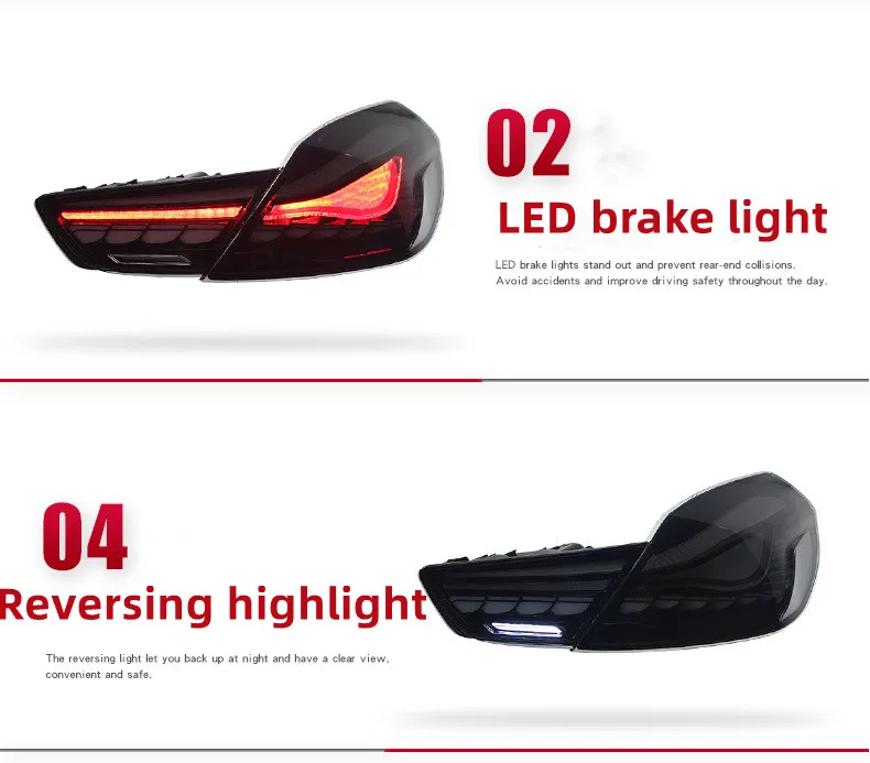 Auto Rear Lamp For BMW 6 Series 2010-20 17 LED Dragon Scale Running Light Brake Water Flow Turn Signal Taillight