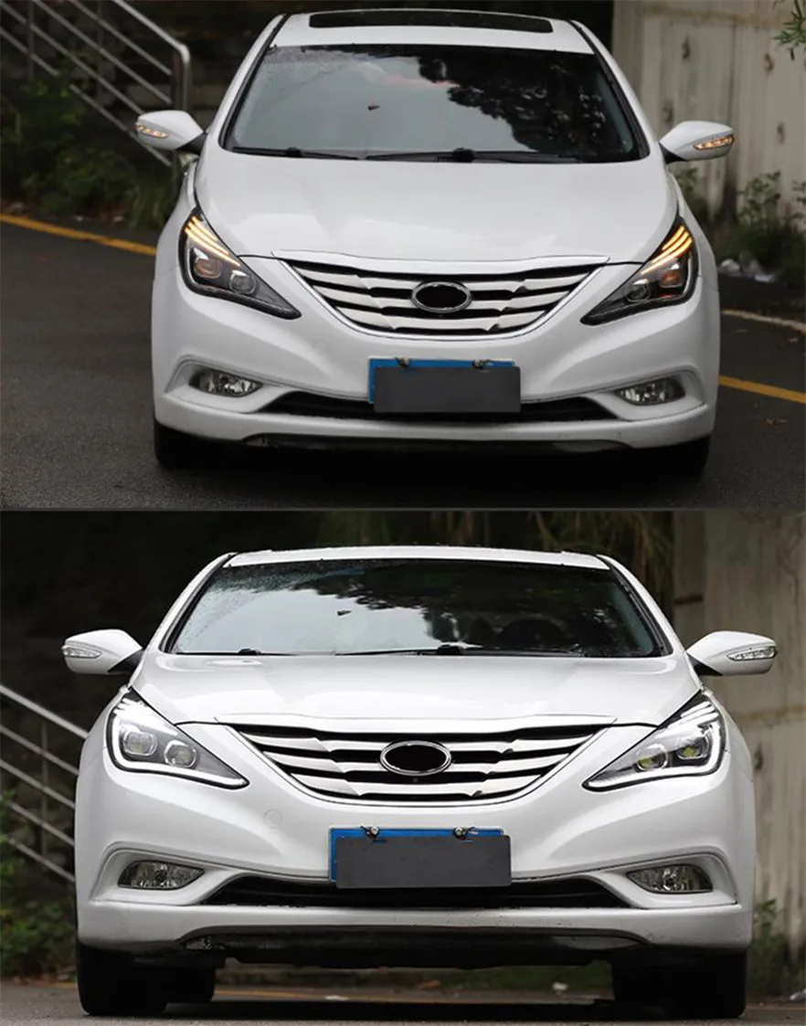 LED Head Light Parts For Sonata 8 Front Headlights Replacement 20 11-20 14 DRL Daytime light Bi-Xenon Light