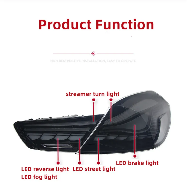 Auto Rear Lamp For BMW 6 Series 2010-20 17 LED Dragon Scale Running Light Brake Water Flow Turn Signal Taillight