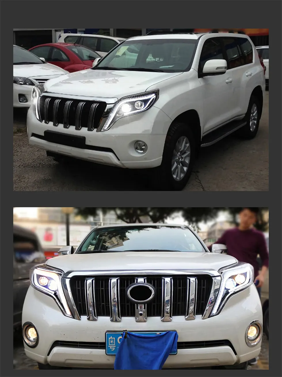LED Headlight for Toyota Prado 2014-20 17 Angel Eye DRL Daytime Running Light Turn Signal Headlamp Assembly