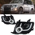 2 PCS Auto Car HeadLight Parts For Mitsubishi PAJERO V93 V97 LED Lamps Headlight Replacement DRL Dual Projector Facelift
