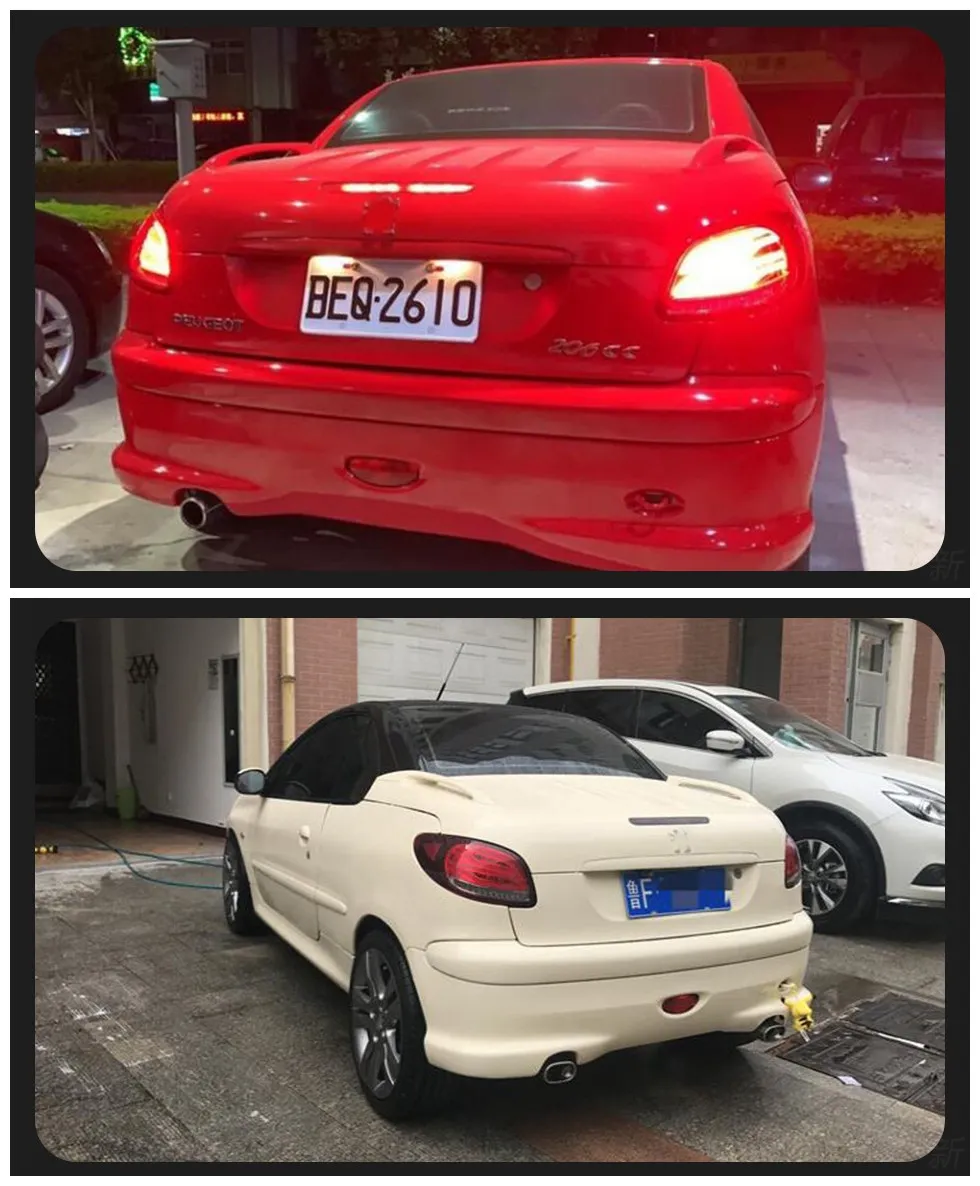 Taillights For Peugeot 206 Tail Lights 2004-2008 206CC LED Tail Lamp 207 LED DRL Brake Signal Reverse Lights