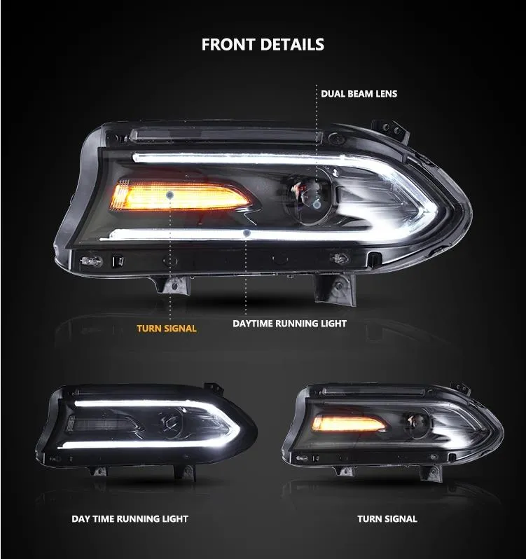 Car Styling for Dodge Charger Headlights 20 15-20 19 New Charger LED Headlight Dynamic Signal Drl Bi Xenon Auto Accessories