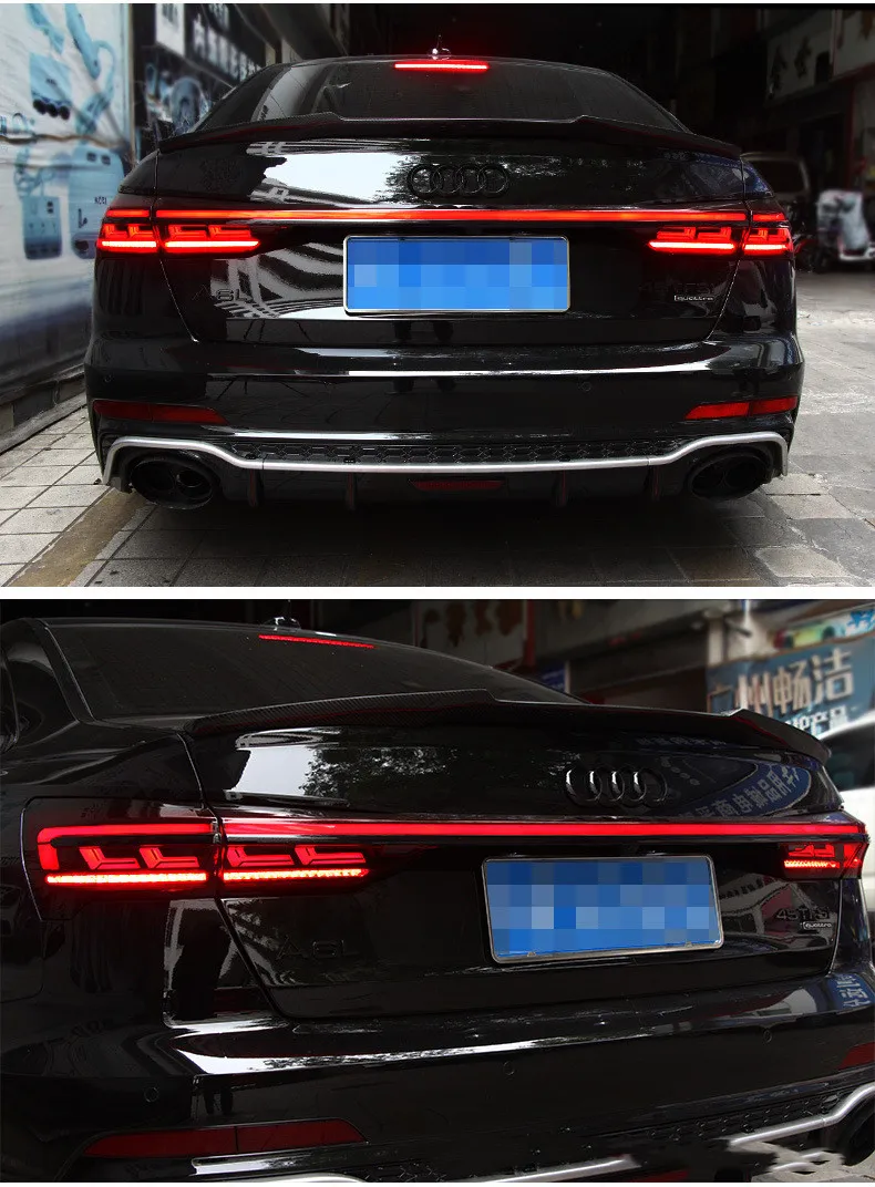 Car Through Taillight Upgrade For AUDI A6L 20 19-20 21 LED Turn Signal Lights Rear Reverse Brake Taillights Assembly