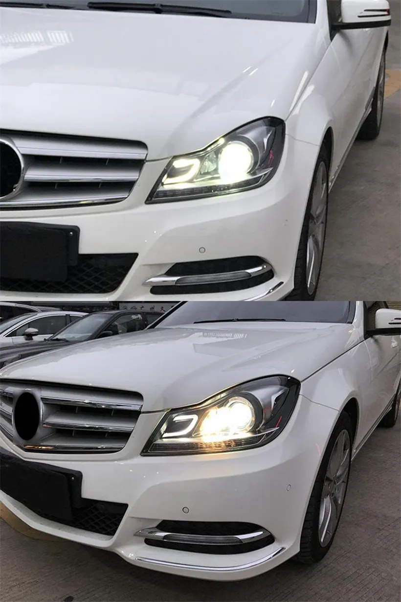 Car Accessory headlights For Benz W204 Head Lamp 20 11-20 16 Fog Lights Day Running Light DRL H7 LED Bi Xenon Bulb C200 C260 Headlight