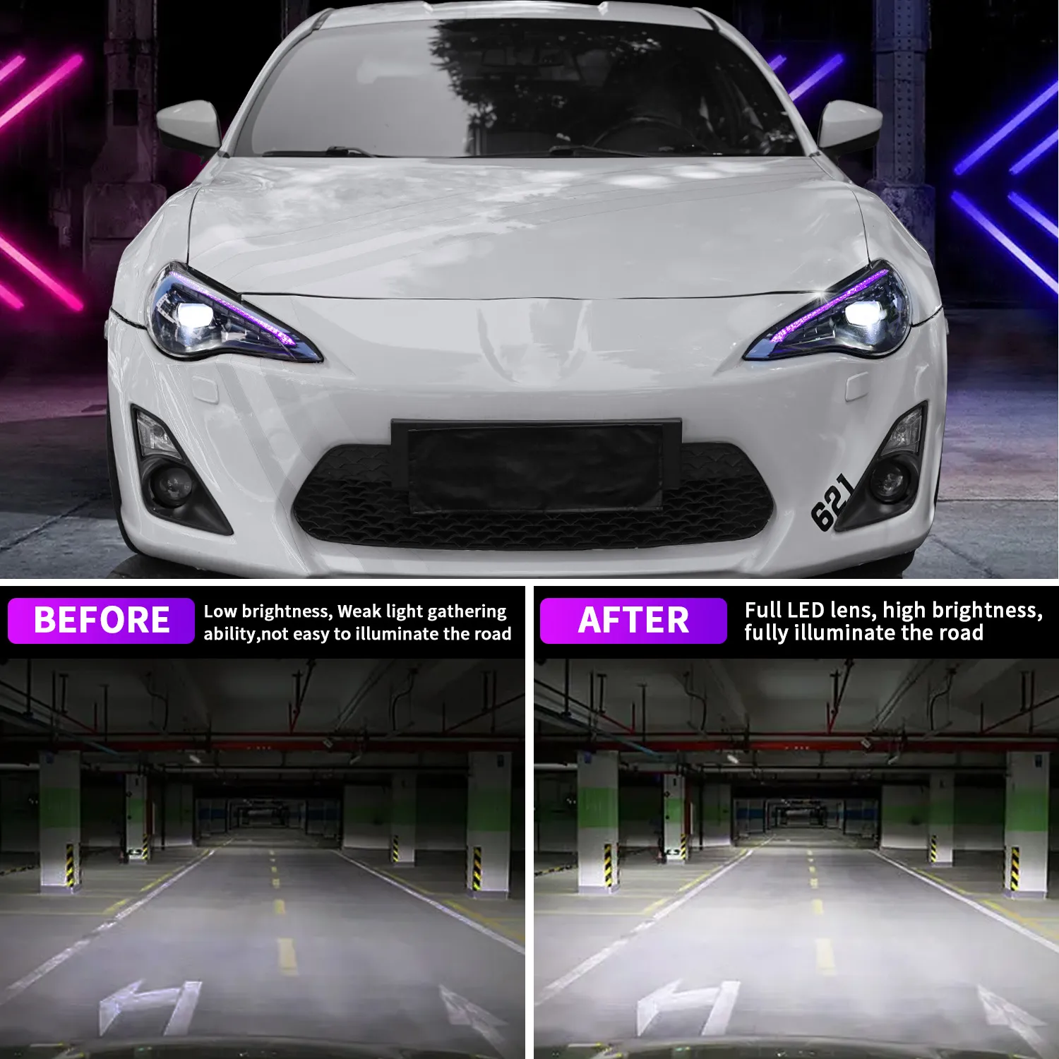 Car Headlights For Subaru BRZ/Toyota 86 2012-20 21 Headlight Full LED Front Lamp RGB Design Running Light Turn Signal