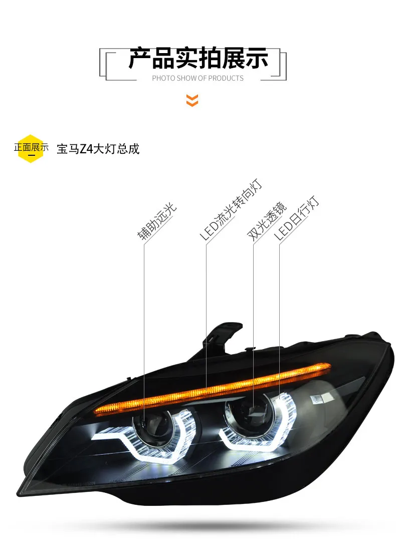 Car Styling led headlight bulbs for BMW Z4 Headlights 20 09-20 16 E89 Headlight DRL Hid Head Lamp Angel Eye Bi Xenon Beam Auto Accessories
