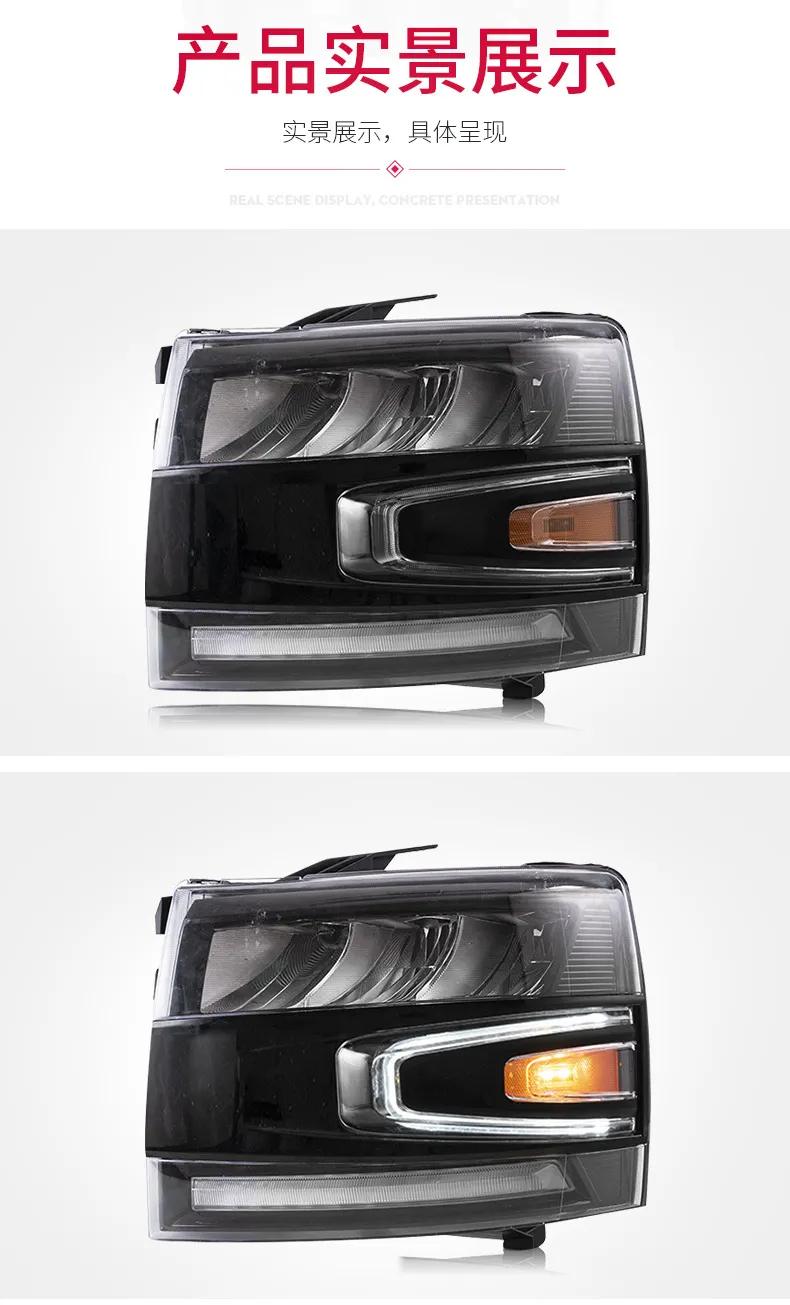 Car Styling for Silverado 2007-2013 LED Headlight DRL High Low Beam Turn Signal Lights LED Head Lamp Accessories