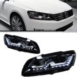 Car Lights Assembly For VW Passat B7 Headlights 2011-20 15 DRL Styling Angel Eye LED Daytime Lights Signal Lamp