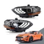 For Ford Mustang 20 18-UP LED Headlight Assembly Retrofit RGB Wiping Turn Indicator Lens Car Daytime Running Headlight