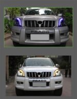 2 pcs head lamp For Toyota Prado 2003-2009 Land Cruiser LED daytime turn signal headlights high beam working lights - Image 4