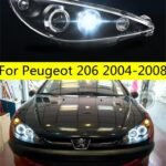 High Beam Headlights for Peugeot 206 2004-2008 LED Dynamic Turn Signal Lights Fog Daytime Running Headlamp