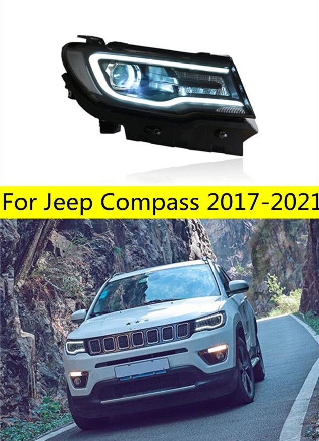 rBVaE2J8YySAG1AFAAKELZQCKeM323 Car LED Headlights For Jeep Compass LED Headlight 20 17-2021 High Beam Turn Signal Daytime Running Lights - Image 1