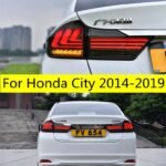 1 Pair Car Tail Lamp For Honda City LED Tail Light 2014-19 Rear Reverse Dynamic Turn Signal Fog Brake Taillights Accessories