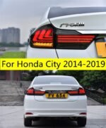 1 Pair Car Tail Lamp For Honda City LED Tail Light 2014-19 Rear Reverse Dynamic Turn Signal Fog Brake Taillights Accessories
