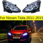 Car Headlights For Nissan Tiida 20 11-20 15 LED Headlight High Low Beam Running Lights DRL Fog Head Lamp Accessories